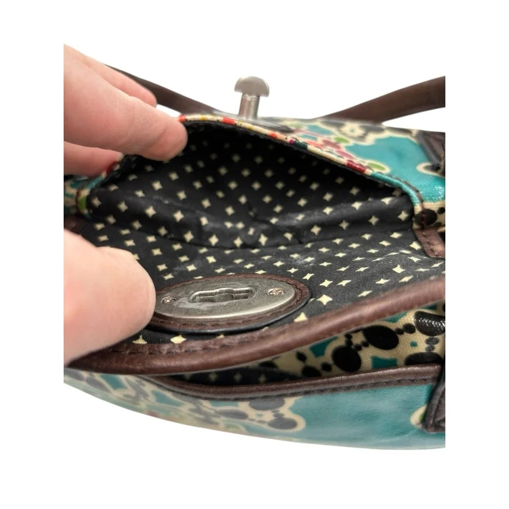 Fossil‎ KEY-PER Key Per Kaleidoscope Coated Canvas Shoulder Tote Purse Teal